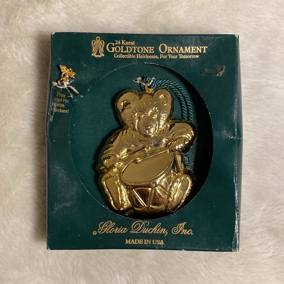 Golden Drummer Bear Ornament - Picture 1 of 5